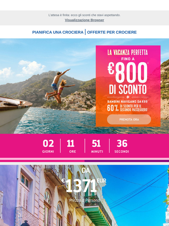 Risparmia fino a €800 sulla tua avventura epica