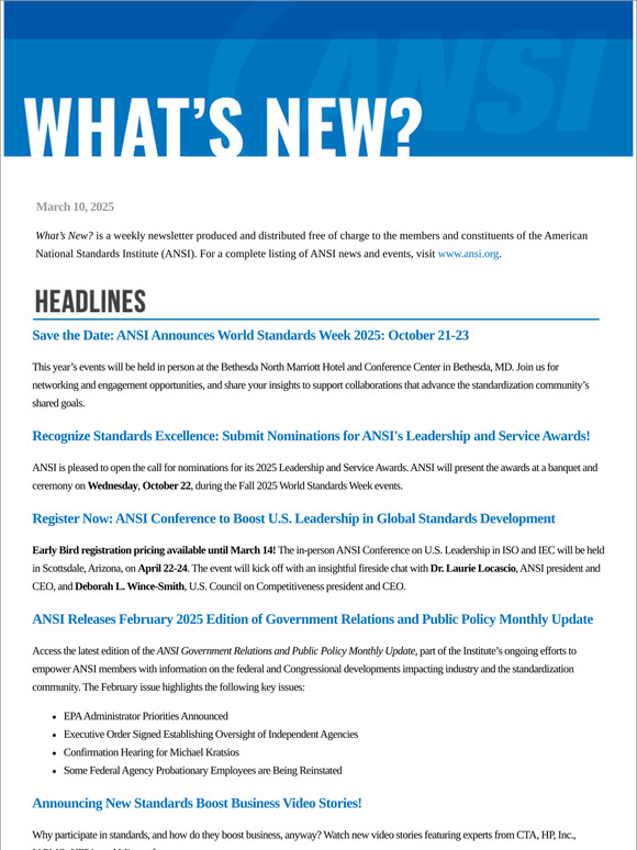 ANSI What's New March 10, 2025