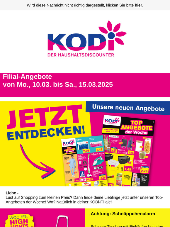 KODi-Angebote ab 10.03. - z.B. Aufbewahrungskörbe ab 1,49,-