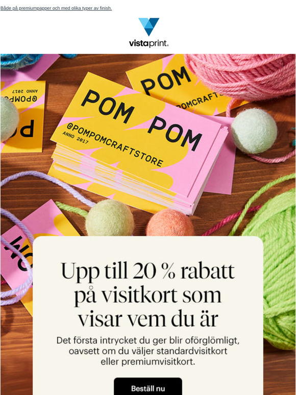 Upp till 20 % rabatt på visitkort som kräver uppmärksamhet ✨