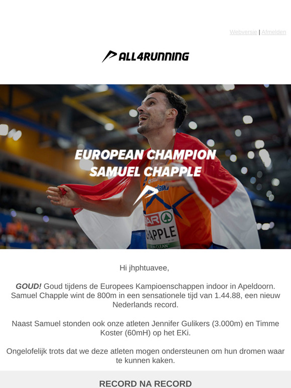 📣 Samuel Chapple, Europees Kampioen