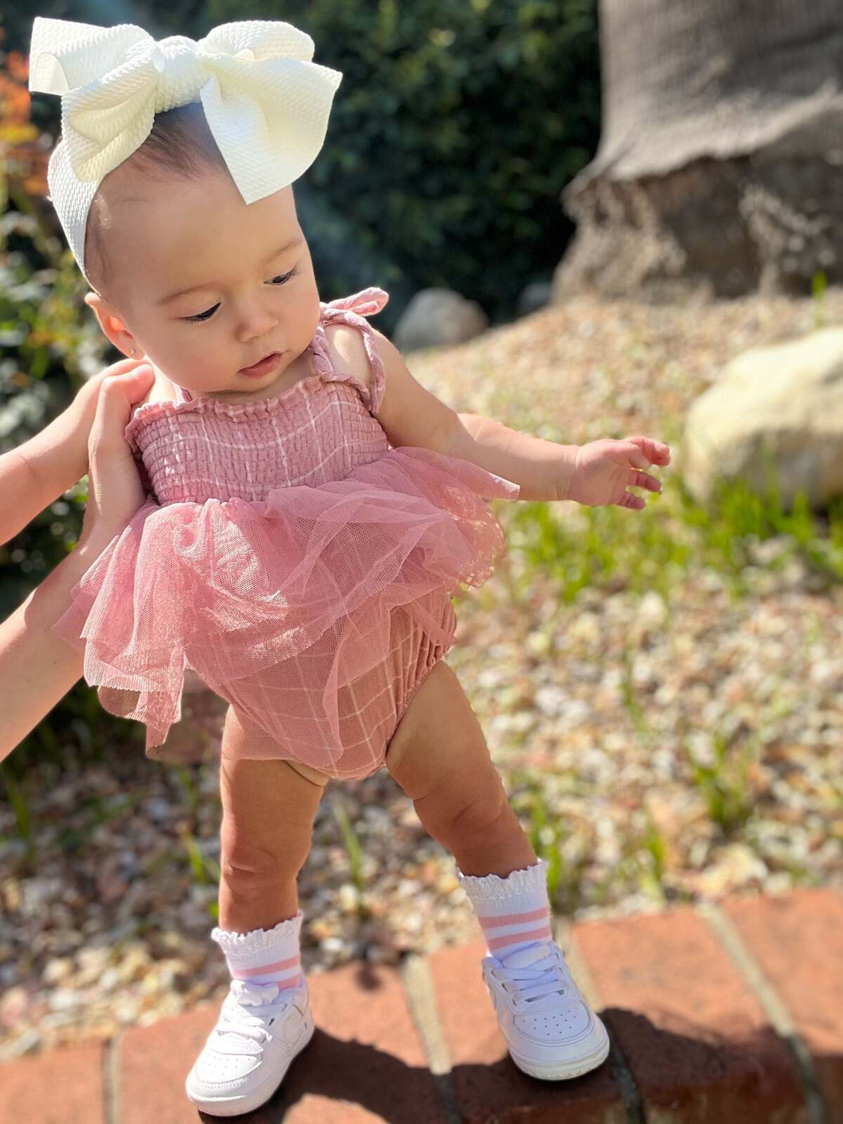Image of Muslin Tutu Bubble, Rose Tan Grid