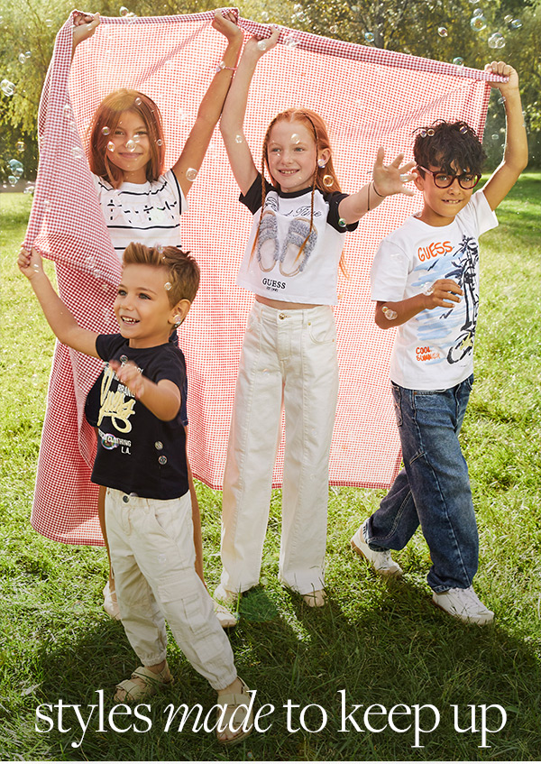 Shop kids’ styles made to keep up: Featuring shades of blue, perfect for every adventure.
