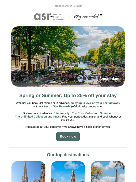Up to 25% off your next getaway