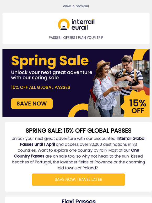 Spring Sale: 15% off Interrail Global Passes! 🚂
