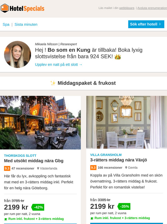 👑Bo som en Kung-kampanj! Från 924 kr/natt på slott & herrgårdar