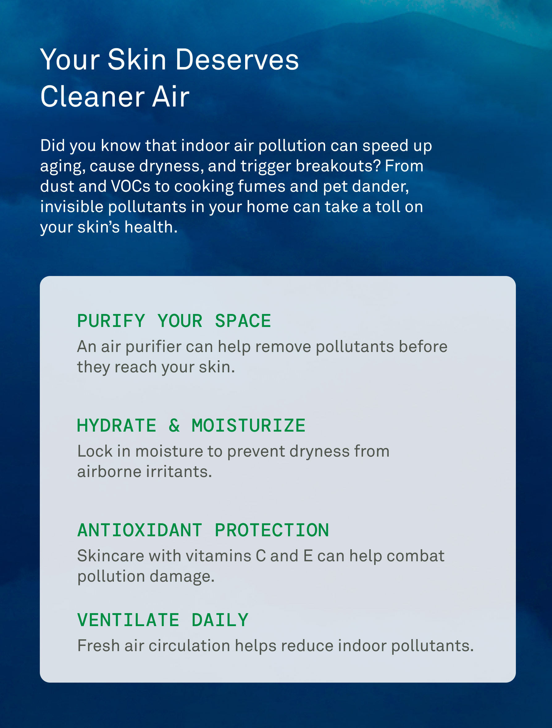 Your skin deserves clean air