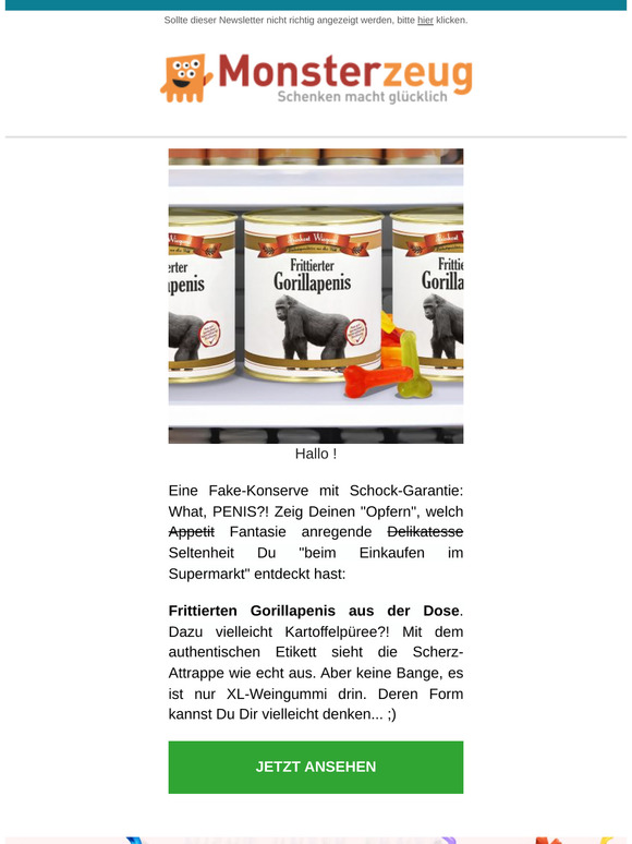 Frittierter Gorillapenis!! Supermarkt-Konserve als Schock-Attrappe!!