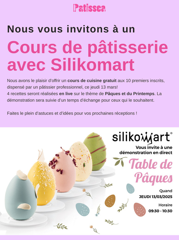 Inscrivez-vous à un cours de pâtisserie GRATUIT avec Silikomart ce jeudi !!