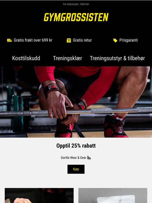 Opptil 25% rabatt på klær og utstyr fra Gorilla Wear & Gear 🦍🔩