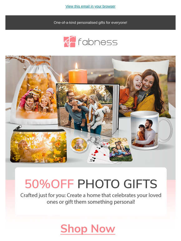 50% off ALL Photo Gifts!