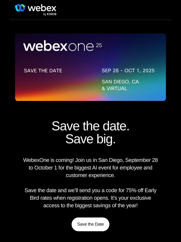 Save the Date: WebexOne 2025 is coming!