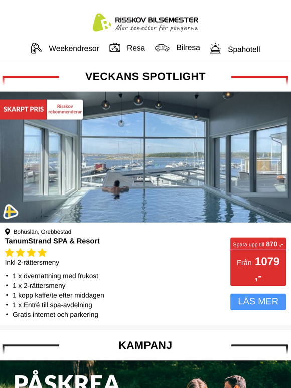 VECKANS SPOTLIGHT - 2 dagar från 1079,- inkl. SPA och 2-rättersmeny!