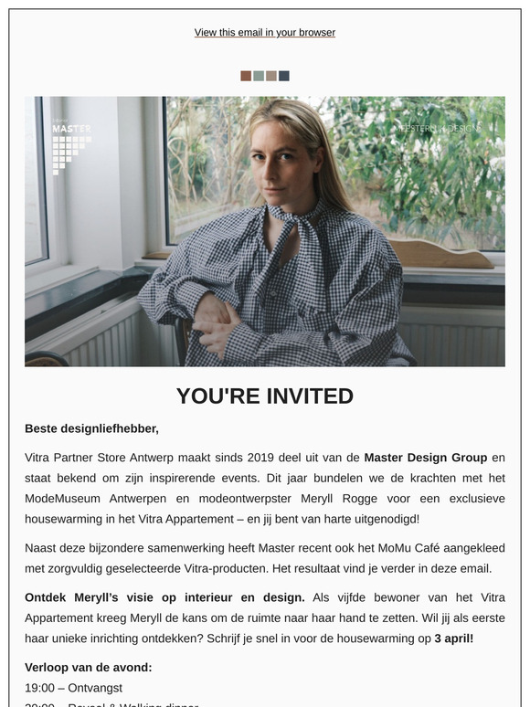Uitnodiging: Housewarming party Meryll Rogge.