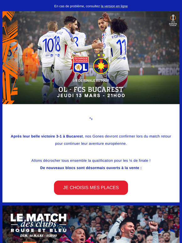 [Billetterie OL] Nouvelles places disponibles 🔴🔵
