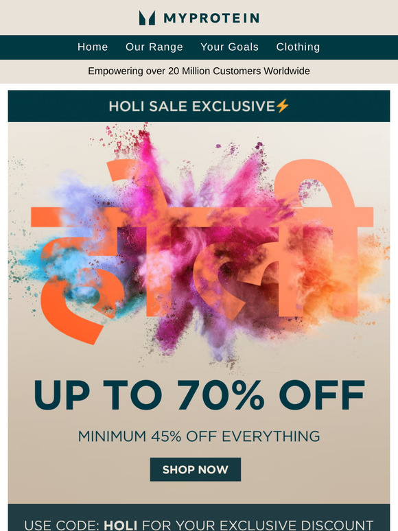Holi Sale: UP TO 70% OFF 💥