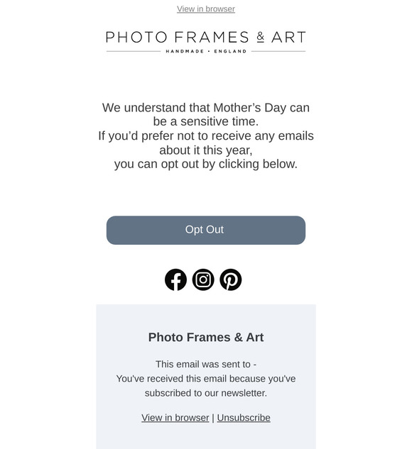 Opt out of Mother's Day