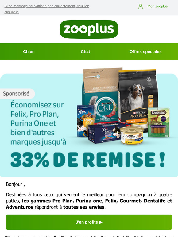 20 % de remise sur Felix, Gourmet et Purina One 🔥