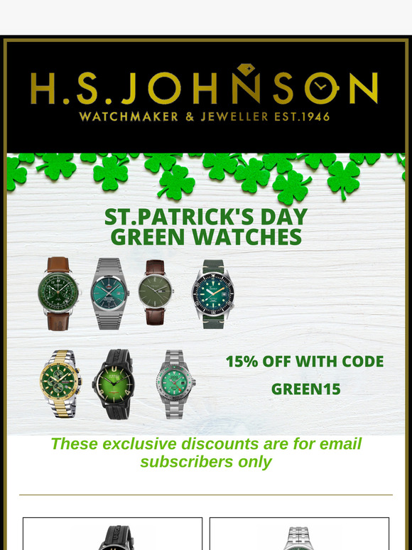 🍀 Celebrate St. Patrick's Day with 15% Off! 🍀