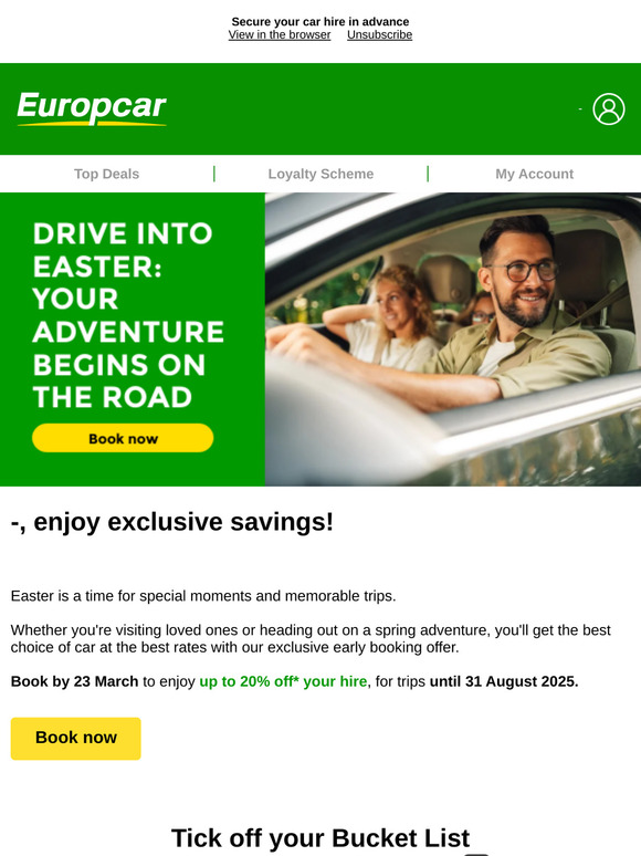 Drive into Easter with up to 20% off