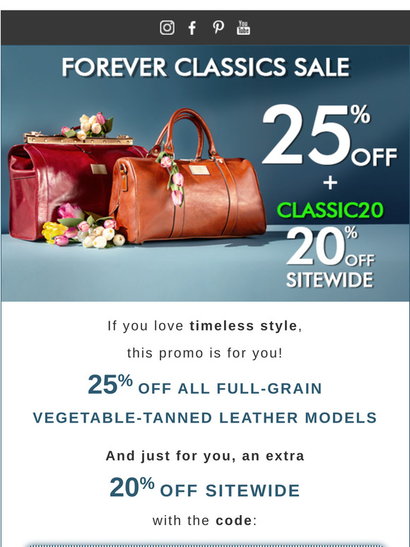 💼 For true Timeless Lovers: 25% off the most iconic leather!