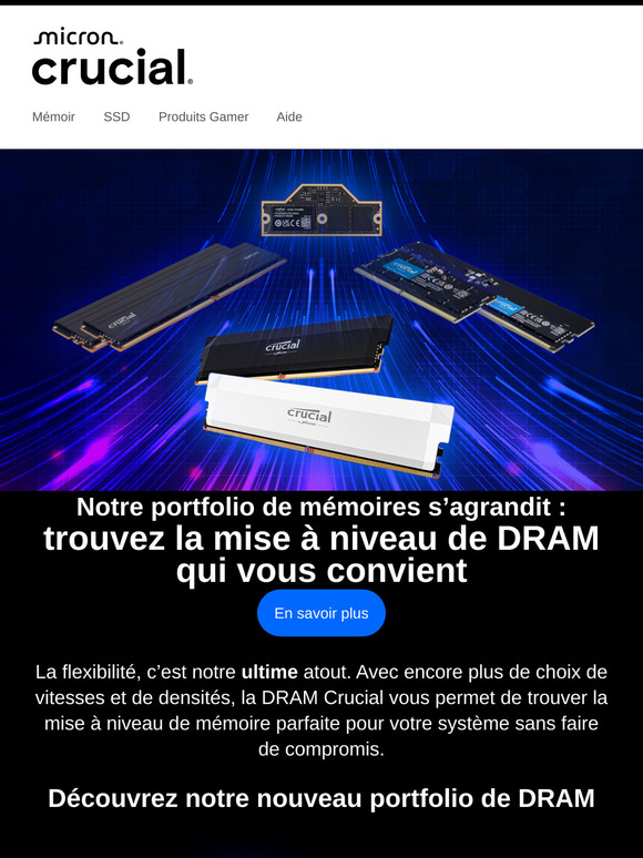 Nouveau ! Densités de DRAM étendues