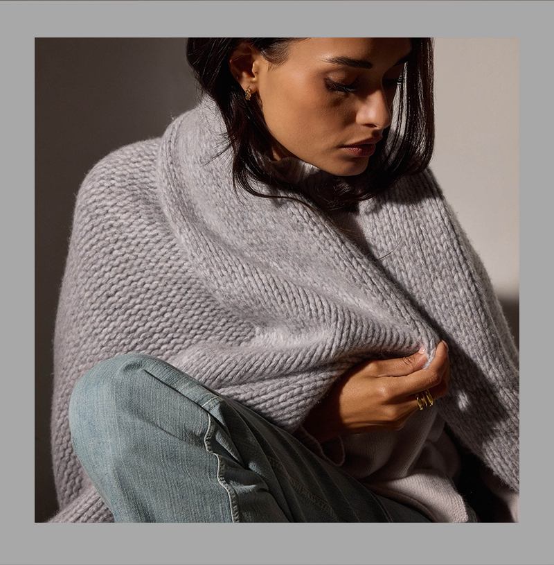 Cashmere Melange Knit Blanket
