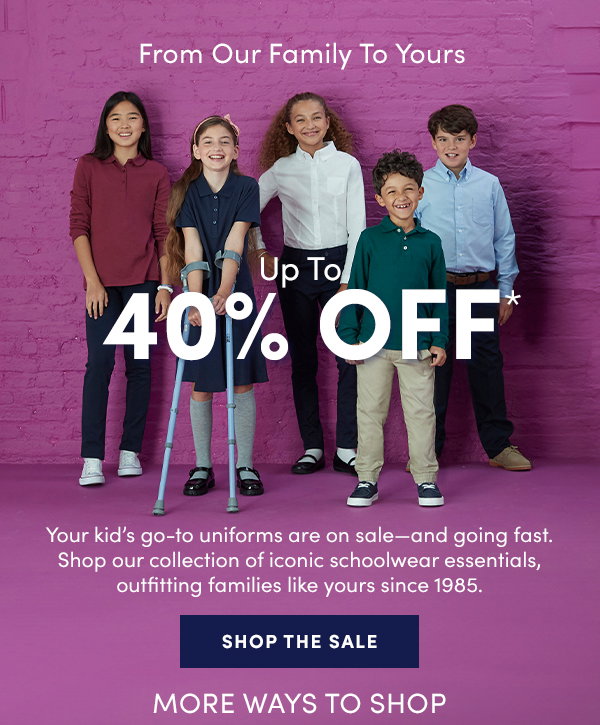 Up to 40% off sitewide!