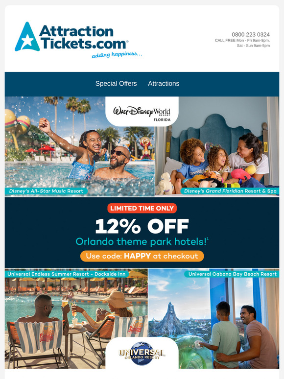 🤩 12% off Orlando Theme Park Hotels!