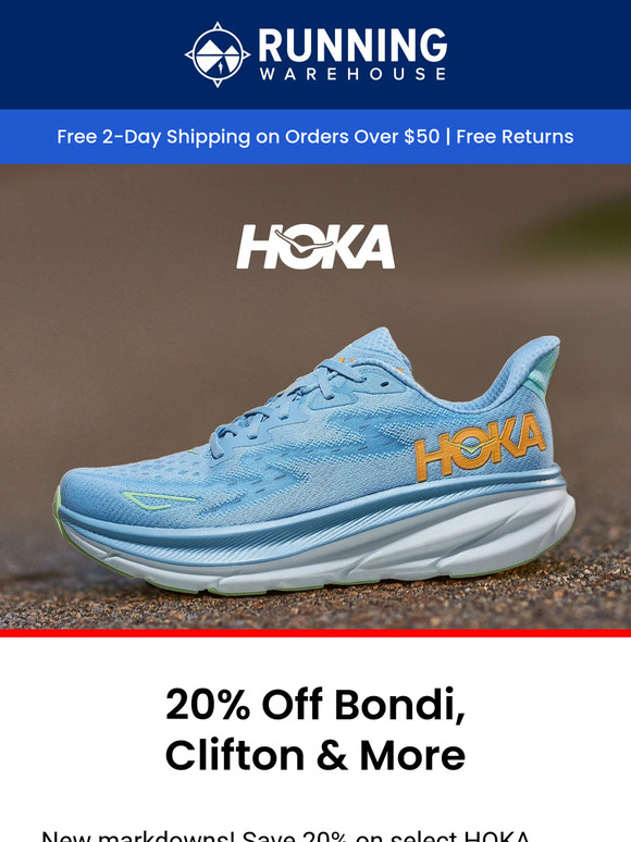 20% Off Select HOKA Bondi, Clifton & More!
