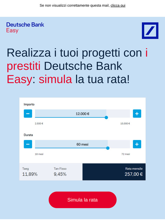 Simula subito la rata del tuo prestito