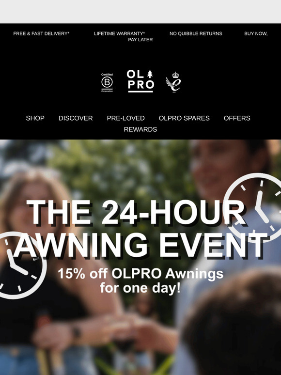 🚨 24 Hours Only: 15% Off OLPRO Awnings! ⏳