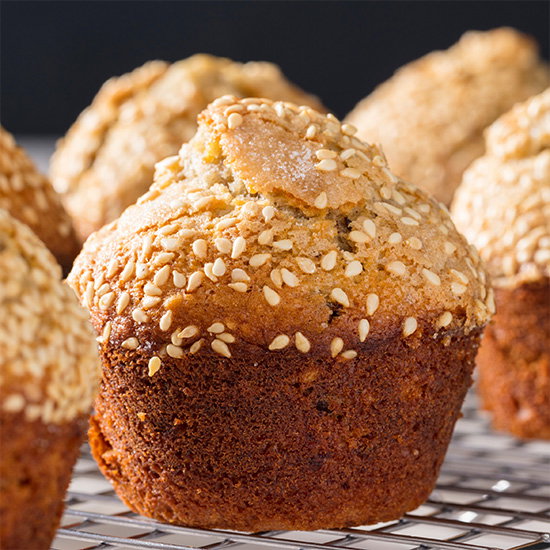 Banana Muffins with Sesame and Chocolate Chunks