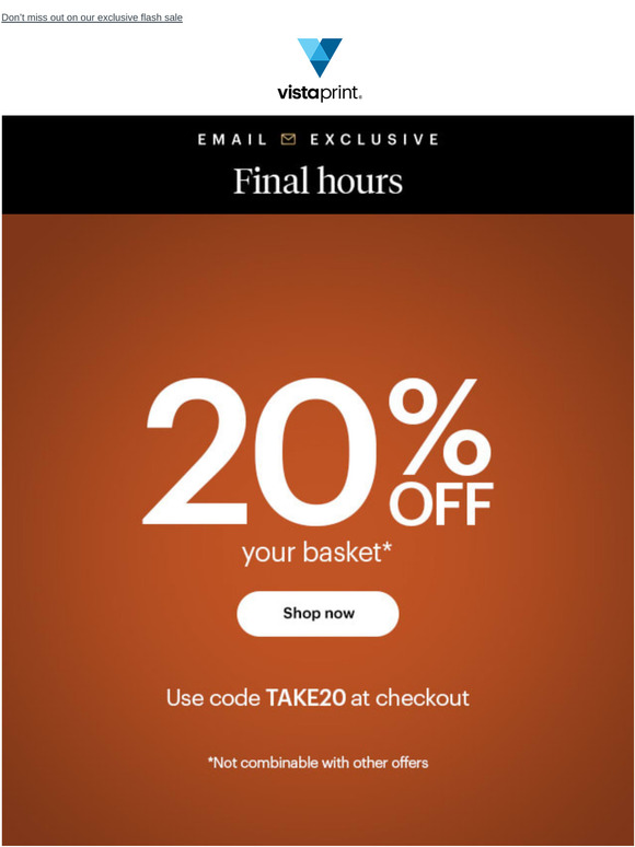FINAL HOURS ⏳ | 20% off your basket