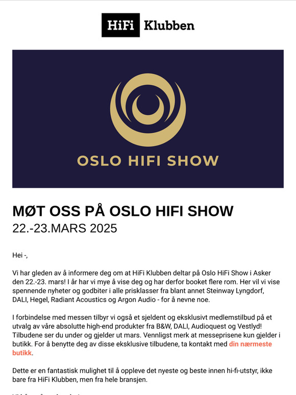 Møt oss på Oslo HiFi Show 22.-23. mars | Eksklusive High-End messetilbud!