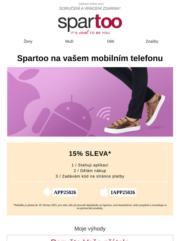 ✨🛍️ Zůstaňte spojeni s módou s novou aplikací Spartoo! Doručení Zdarma.