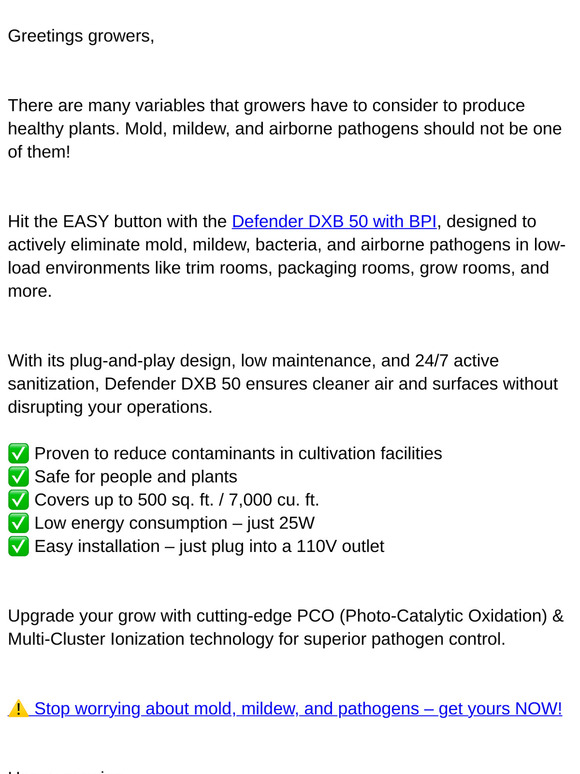 New! 24/7 sanitization for your grow