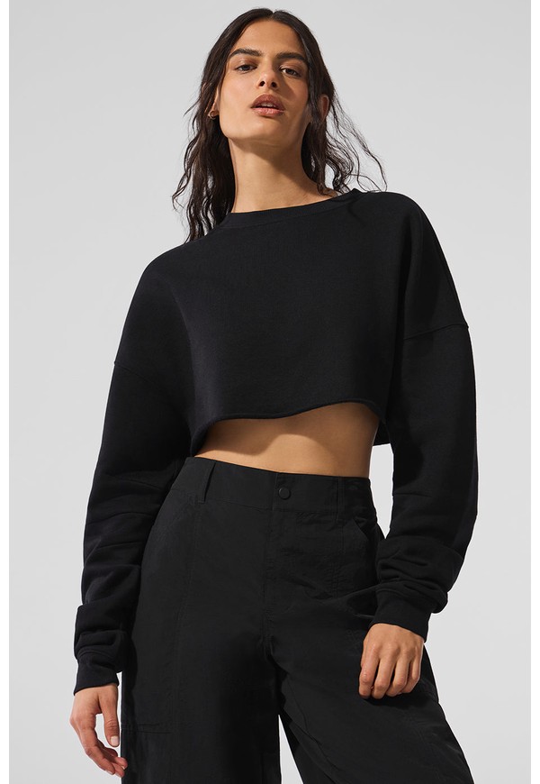 Extreme Cropped Pullover - Black - Black / S