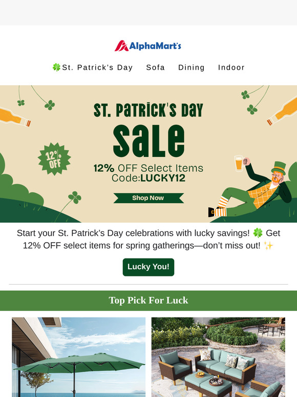 Lucky You! Enjoy 12% Off for St. Patrick’s Day!🍀
