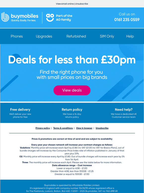 Your next phone for less than £30pm 😏
