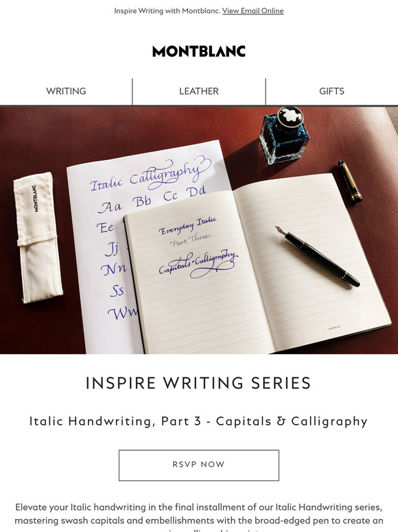 Join our next Inspire Writing class, Italic Handwriting, Part 3 - Capitals & Calligraphy