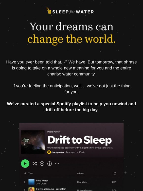 Rest up for the big day, —