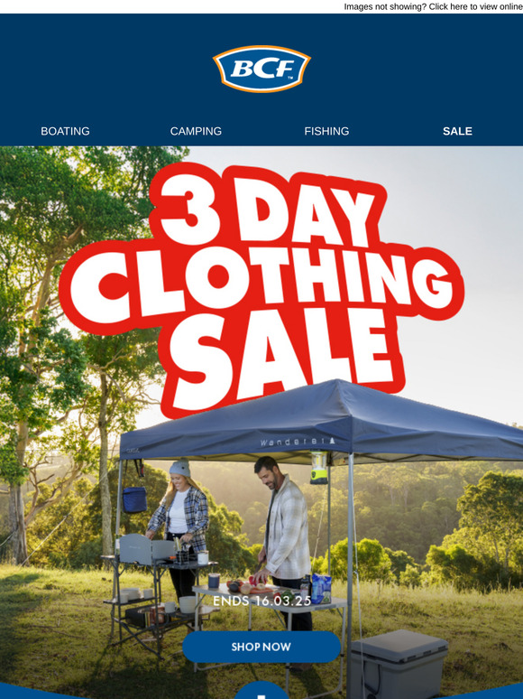 3 day sale! Macpac, Quiksilver, Shimano & more.