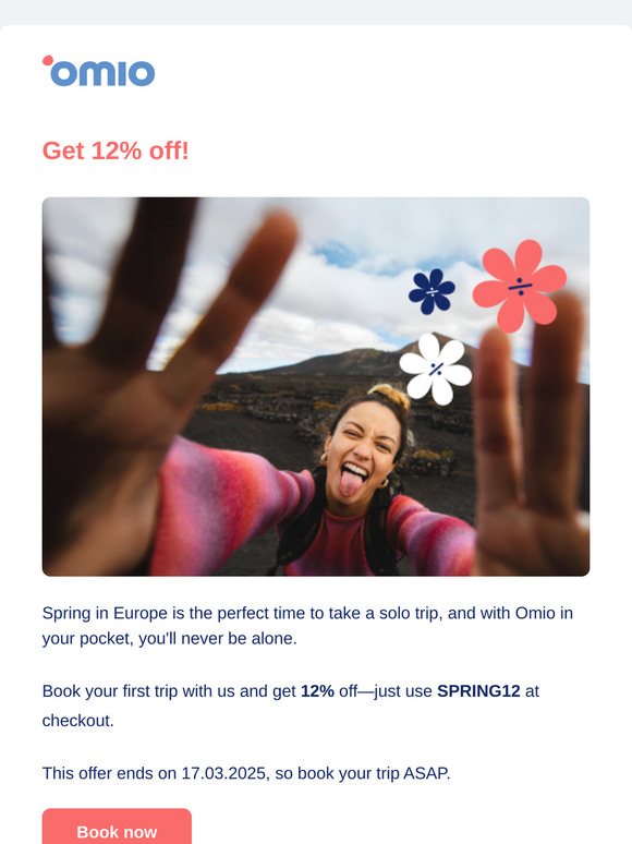 12% off your first booking