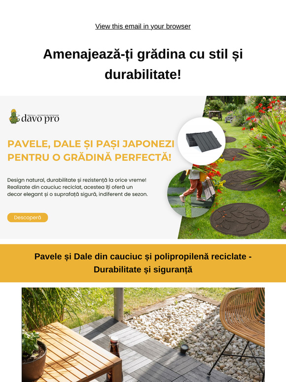 🌿 Transformă-ți grădina cu pavele și dale durabile!