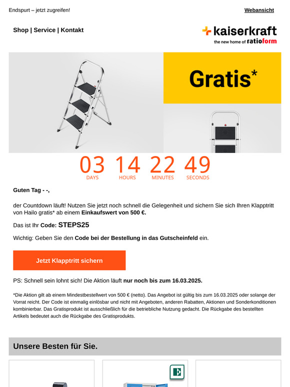 Nur noch 3️⃣ Tage: Klapptritt von Hailo gratis*
