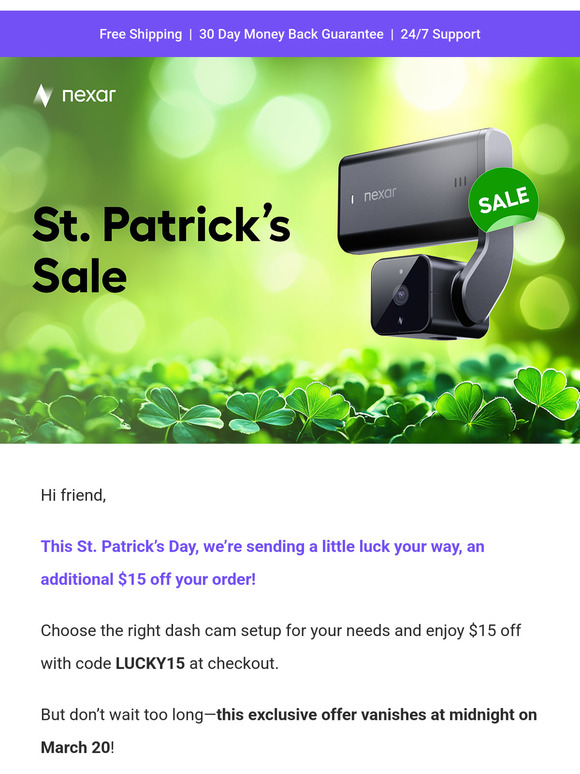 Get Lucky! 🍀 $15 Off Your Order for St. Patrick’s Day!