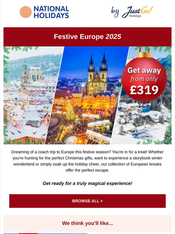 Experience Europe at Christmastime from £319pp