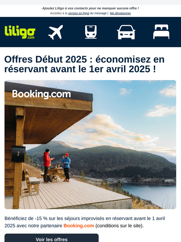 Les promos sur vos séjours débarquent en 2025 avec notre partenaire Booking.com !