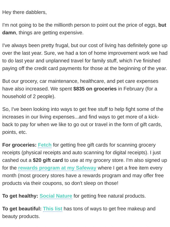 Ways I'm getting free stuff this month
